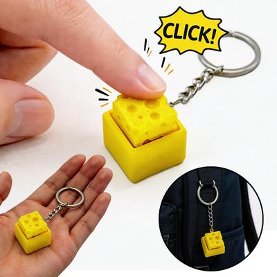 Zabawny Breloczek do Kluczy Ser Klawiatura Odstresowujący Przycisk Fidget Nakładka na Klawisz Ser Fidget Clicker Breloczek Breloczek do Klawiatury Zabawki na Palce