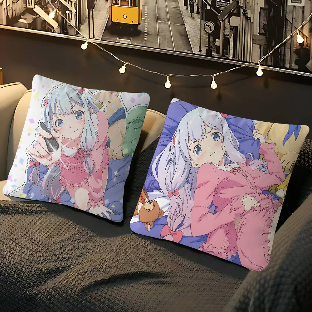 Anime I-Izumi S-Sagiri Decorative Room Aesthetics Pillow Case Home Decor Bedroom Sofa Bed Couch Pillow Cover 45x45