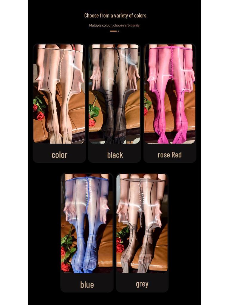 Aurora Naht hinten Hohe Taille Glänzende Schrittlose Strumpfhose – Seidiger Glanz & Nahtloser Bund