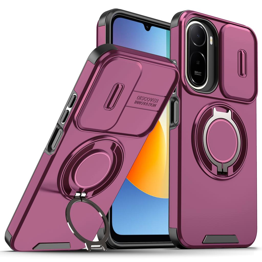 Magnetic Metal Ring Stand Armor Case For Xiaomi Redmi A7 Pro 4G Slide Push Window Lens Protection TPU Plastic Phone Cover Shell