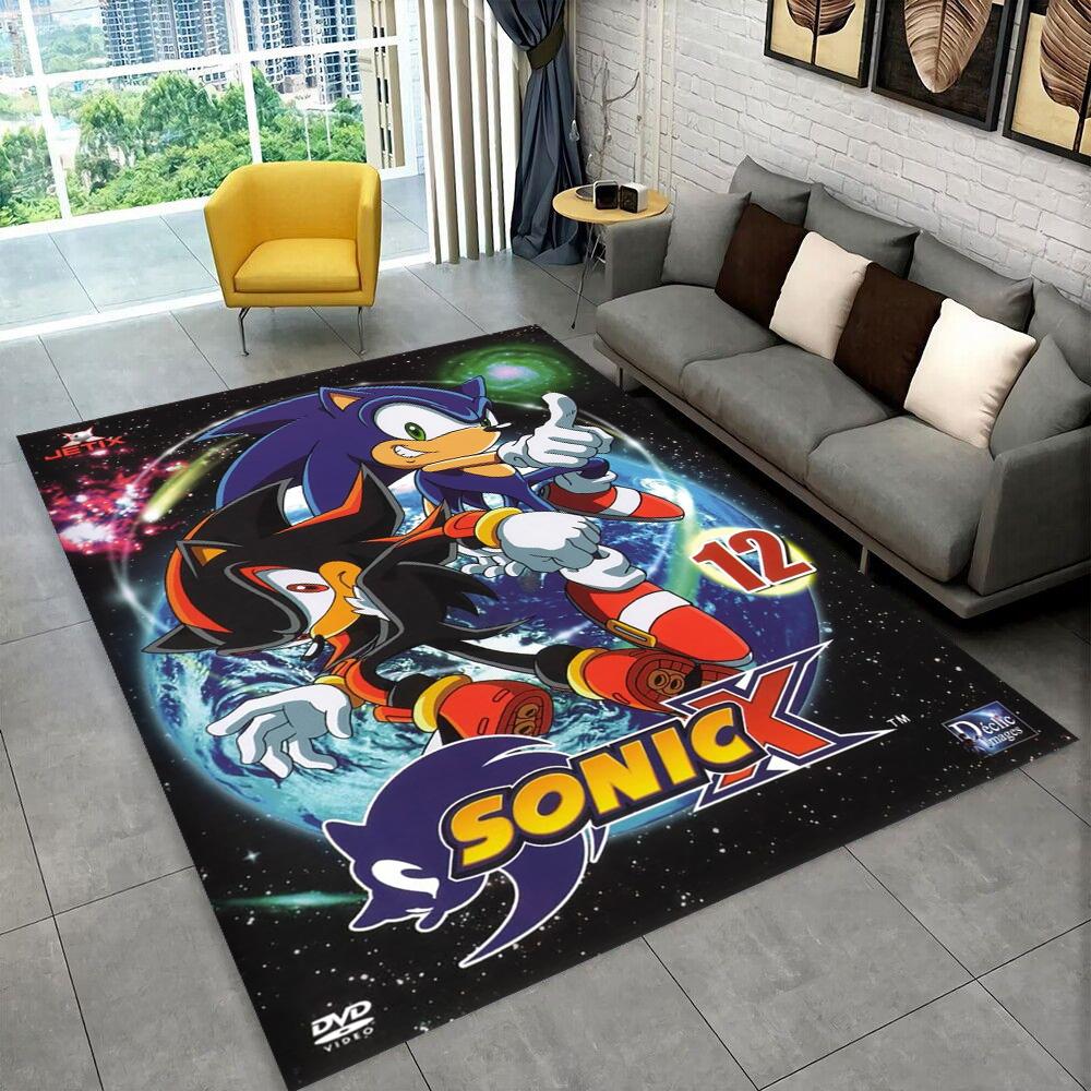Fashion S-Sonic Cartoon Game Carpet Rug for Playroom Bedroom Living Room Sofa Home Decor,kids Play Area Rug Non-slip Floor Mat