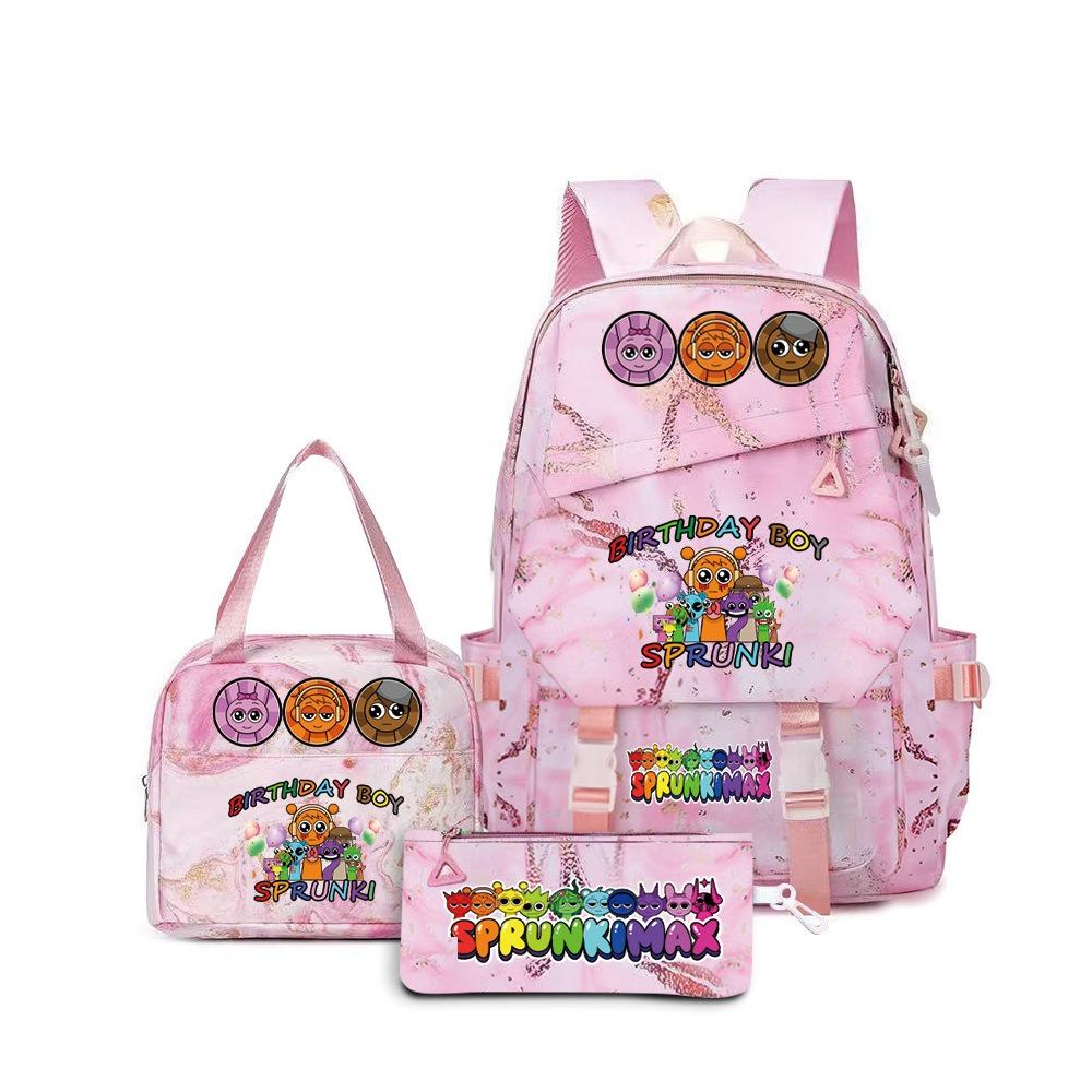 SprunkiPlush Rhythm Box School Bag Student Large Capacity Storage Backpack Backpack Three-piece Set L