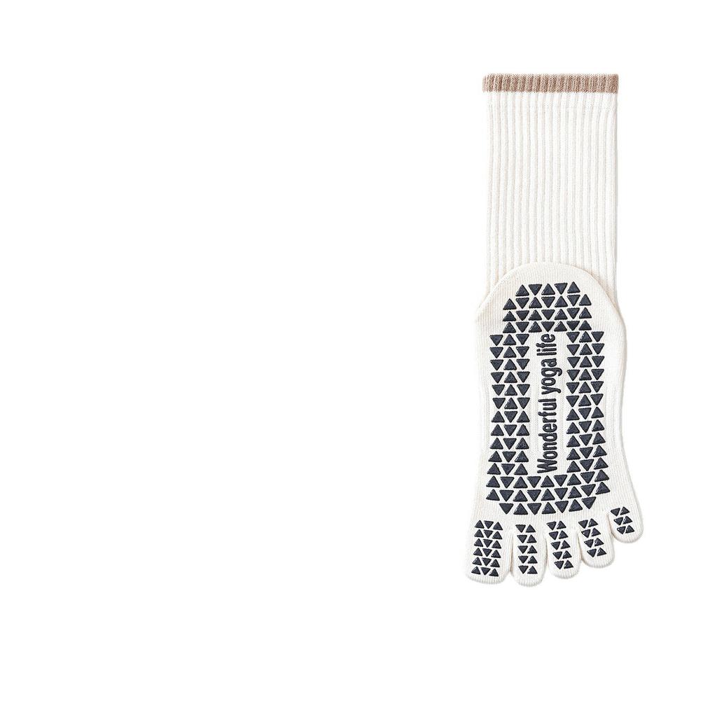 Yoga Socks - Five-finger Mid-calf Winter and Autumn Fitness Sports Toe-separation Socks with Anti-slip and Moisture-absorbing Properties Long Socks