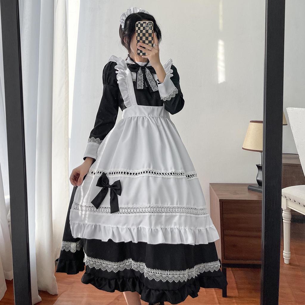 British Long Sleeve Maid Cosplay Costume - Japanese Style Uniform Dress (Plus Size Available)