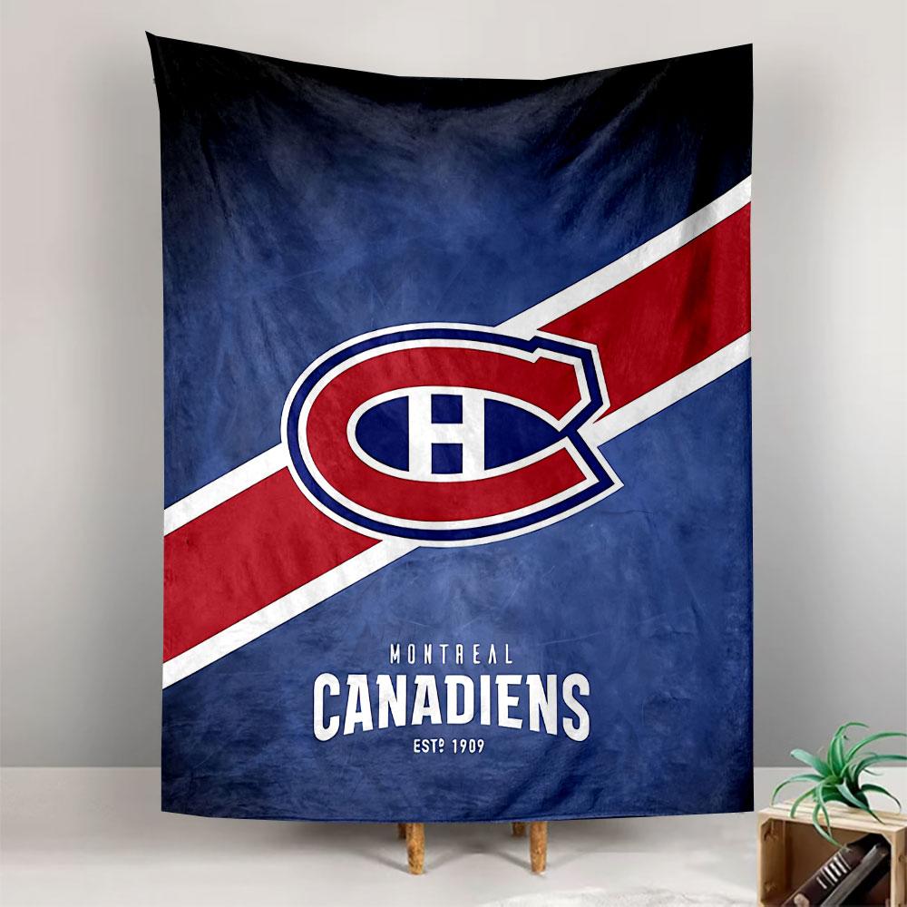 Montreal Canadiens 1909 Logo Tapestry Wall Hanging, NHL Hockey Crest Art, Sports Wall Decor for Bedroom Living Room Man Cave