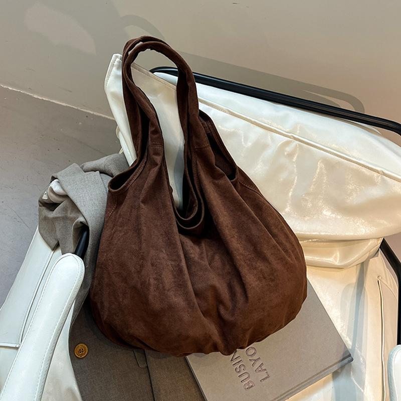 New Suede Tote Bag Women's Retro Matte Shoulder Bag High-end Large-capacity Commuting Versatile Shopper Handbags