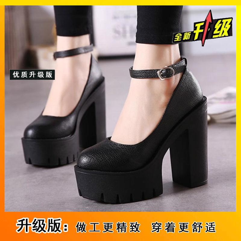 Duży rozmiar buty na pojedynczej podeszwie damskie nowe 14CM obcasy model cheongsam wybieg moda wodoodporny blat pasek z klamrą w jednym pasku damskie