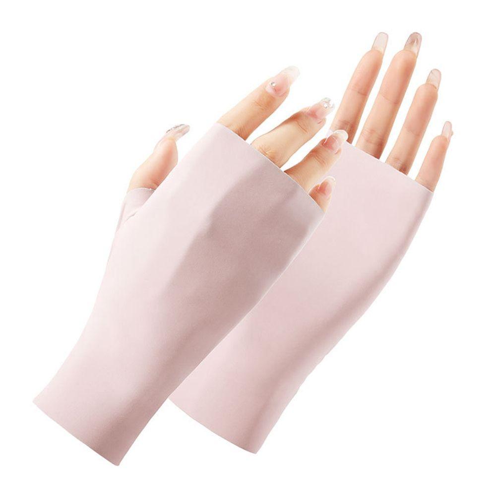 Thin Sun Protection Gloves Pure Color Anti-uv Fingerless Gloves Fashion Sunscreen Mittens  Summer