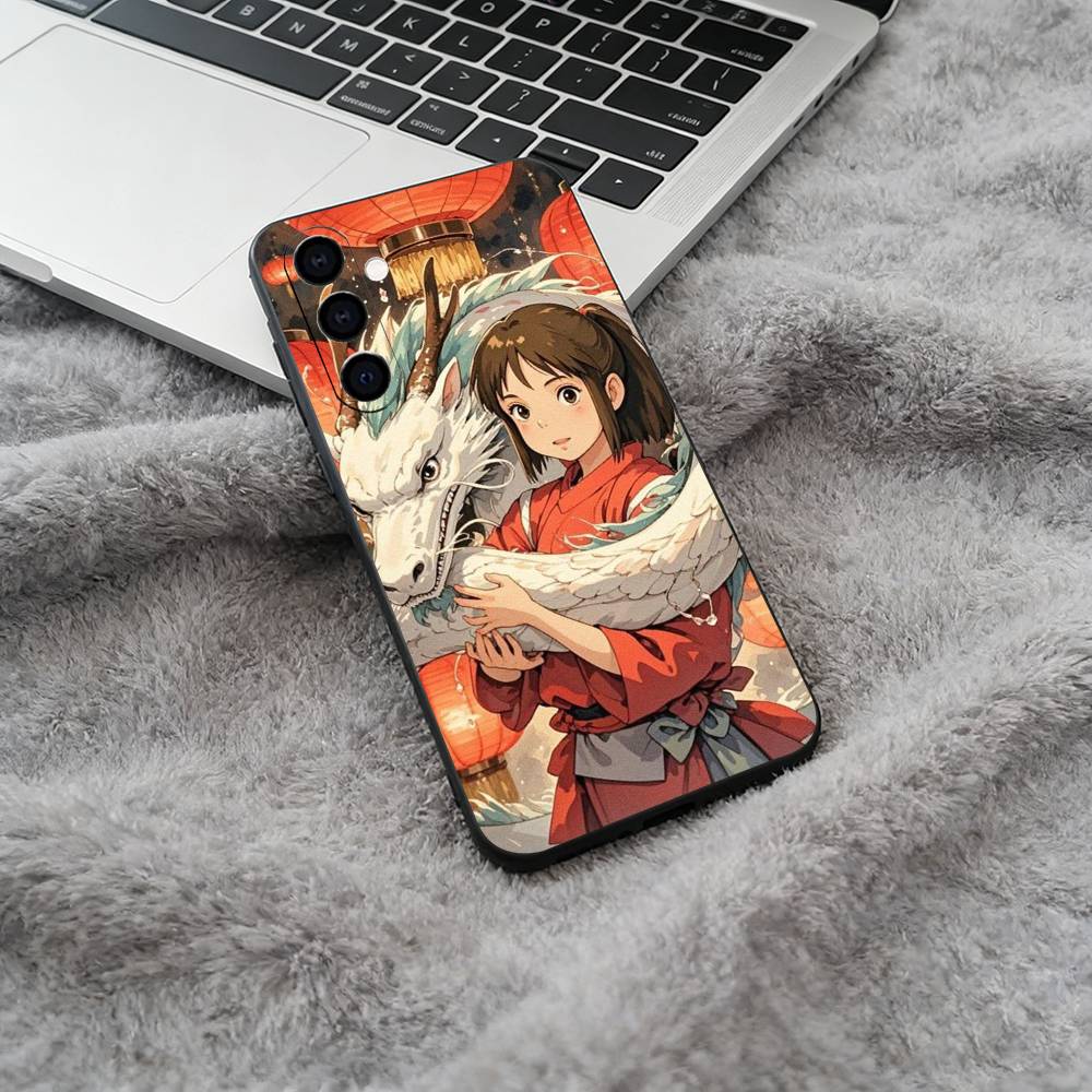 S-A-Spirited Away Black Soft Silicone Phone Case for Samsung Galaxy A73, A71, A72, A70, A53, A52, A51