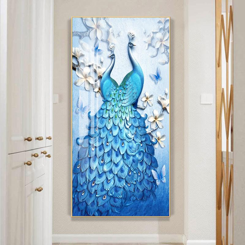 Golden Peacock Butterfly Flower Feather Bird Canvas Painting Animal Posters and Prints Wall Art Picture for Living Room Decor