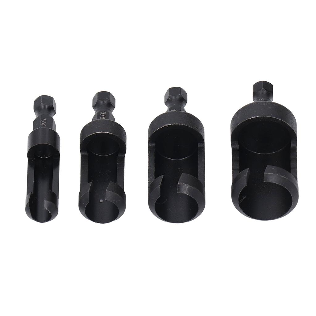 4-teiliges Set Holzstopfenbohrer 14in 38in 12in 58in Sechskantschaft Kohlenstoffstahl Stopfenbohrer Bohrer-Set