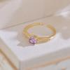A541 French-Style Light Luxury Olive Green Zircon Women's Summer Open Ring Set