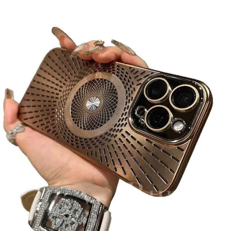 IPhone 16 Ice Sensing Heat Dissipation and Breathable Magnetic Sucking Mobile Phone Case Apple 15 with Lens Film Anti Fall Protection Case 14