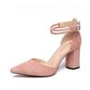 Fashion New Style Women's Buckle with Pointed High Heels Baotou Thick Heel Ladies Sandals Pumps Ladies Dress Party Shoes Wedges Shoes