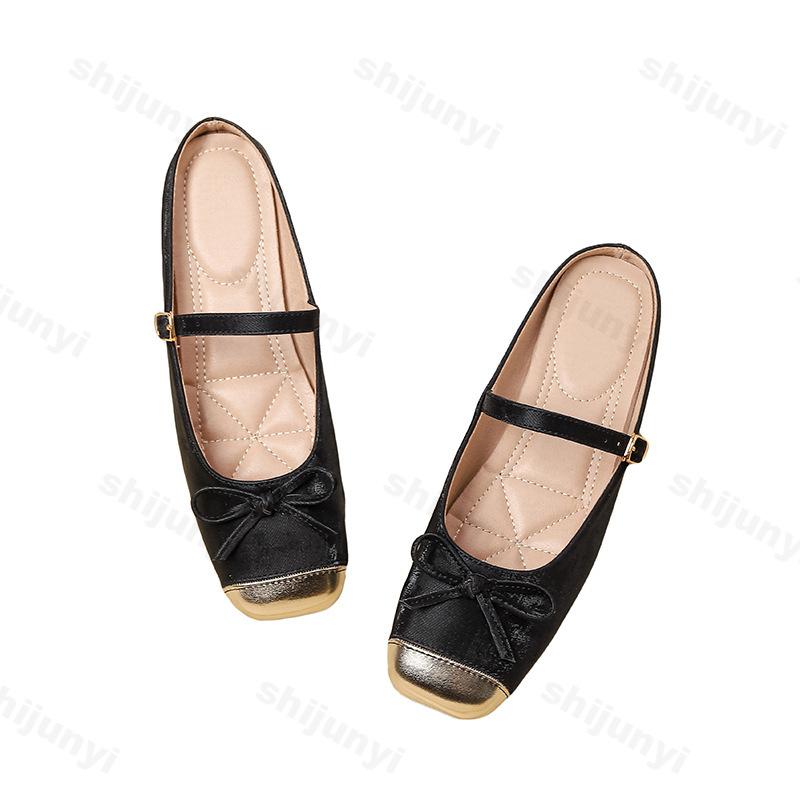 Fashion Flat bottomed color blocked bow design half slippers for women spring 2025 new elegant Mary Jane elegant casual cool slippers