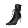 Fashion Brand Design Cross Strap Black and Red Short Boots Autumn Winter Fashion Pointed Spicy Girl Sexy Women's Ankle Boots Size 33-46