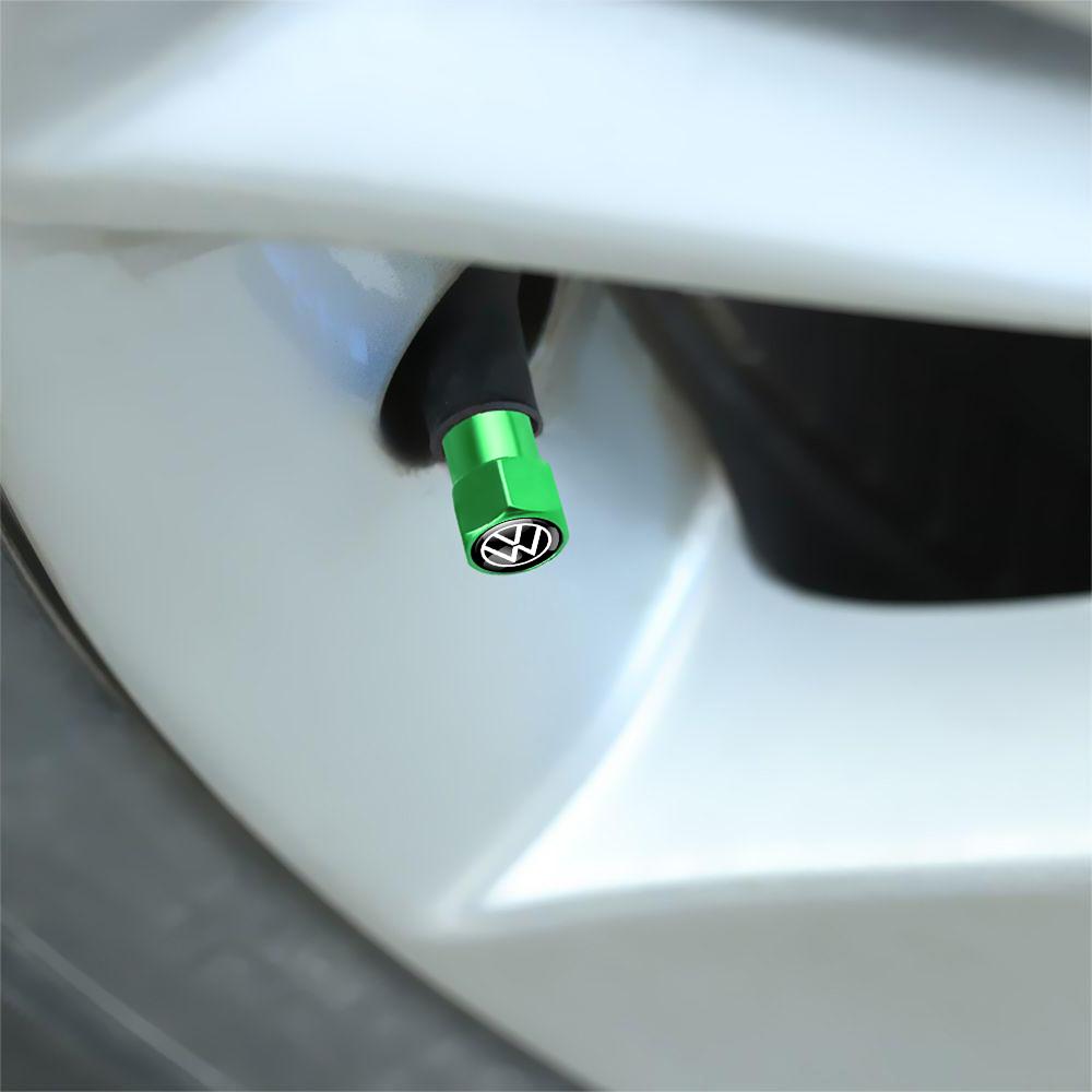 4PCS Car Tire Valve Cap Stem Cover Auto Accessories For Volkswagen Polo Sharan Golf I4 Scirocco Touran Rline Tcross Tiguan Caddy R