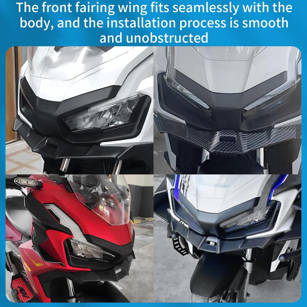 GFARDMOTO Motorcycle Front Fairing Winglet Aerodynamic Spoiler Beak Nose Cone Extension Fixed Wing Kit for Honda ADV160 ADV 160 Fiber / 2023-2025 /