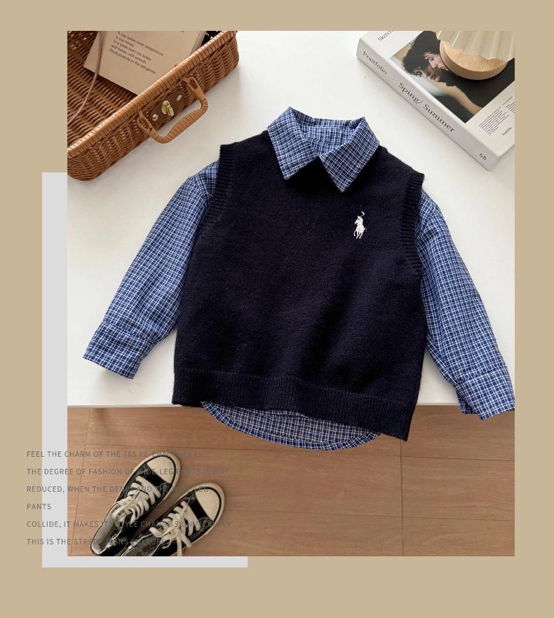 Children's Korean Style Plaid Cotton Shirt for Spring & Autumn 2025 - Casual Baby & Boys' Wear