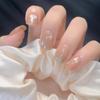 Nude Heart Glitter Press-On Nail Tips: Removable Artificial Nail Stickers