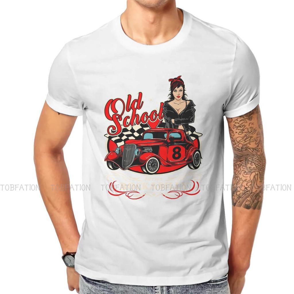 ZX Rockabilly Pin Up Girl Sock Hop Rocker Vintage Classic Rock and Roll Music Tshirt Graphic Men Summer Mens Tops Cotton  T Shirt