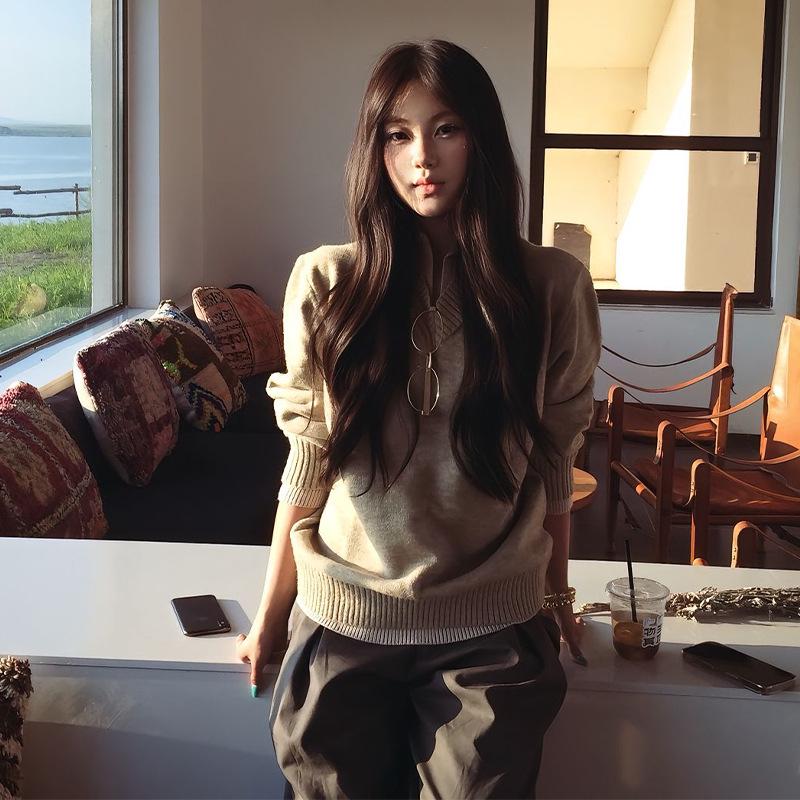 Men s V-Neck Polo Sweater: Stylish Two-Piece Autumn Knitwear 3XL абрикосовый