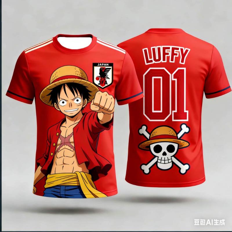 Japan One Piece Luffy Football Jersey Men T-shirt Football Special Jersey Adult Men's Quick-Drying T-shirt