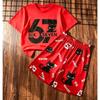 Kinder Set 67 Mit Nummer Bedrucktes Kinder T-Shirt und Shorts 2-teiliges Set Sommer Straße Lässig Outdoor Sport Jungen- und Mädchen-T-Shirt-Sets