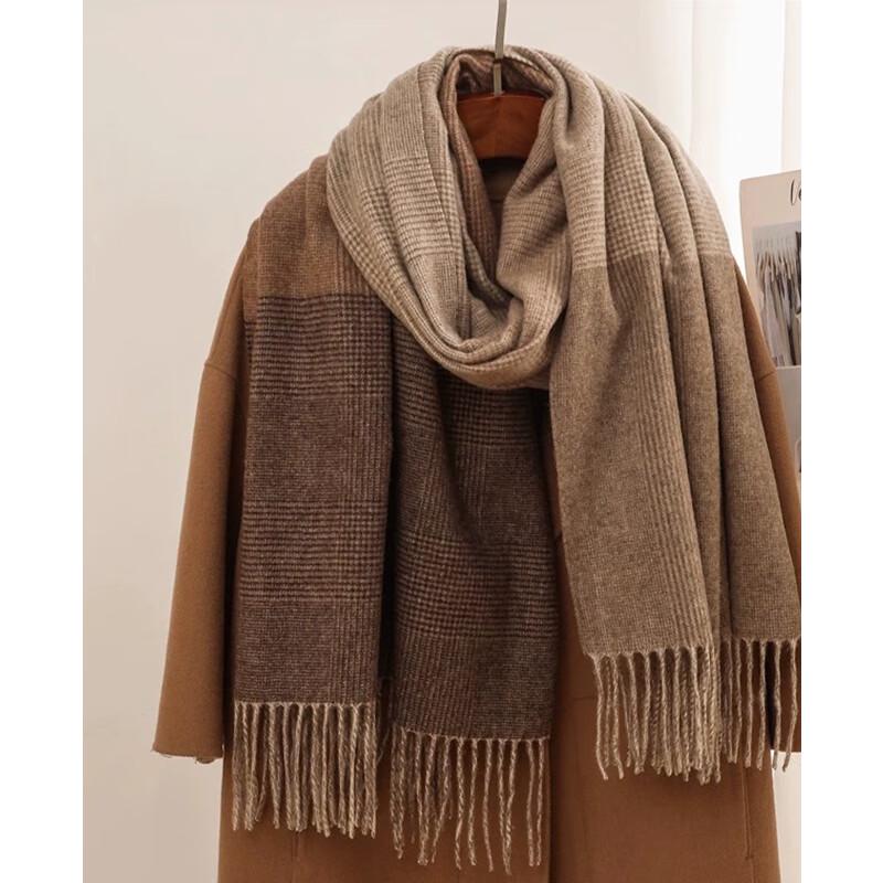 VICTORIA&VERA Autumn/Winter Striped Plaid Tassel Scarf
