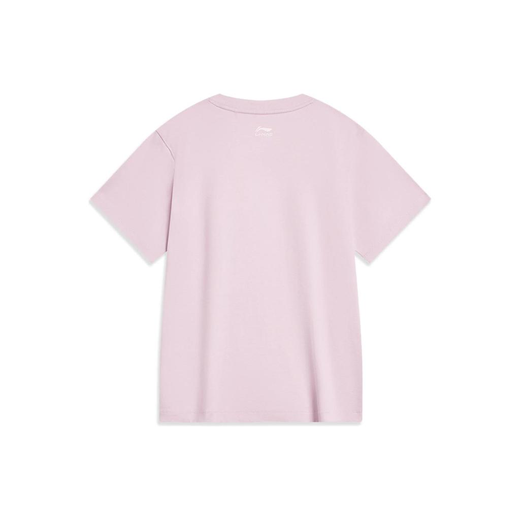 Li-Ning Sport Lifestyle Series Pattern Printed Drop Shoulder T-Shirt Women Tops Lotus-Pink-Purple AHST444-4