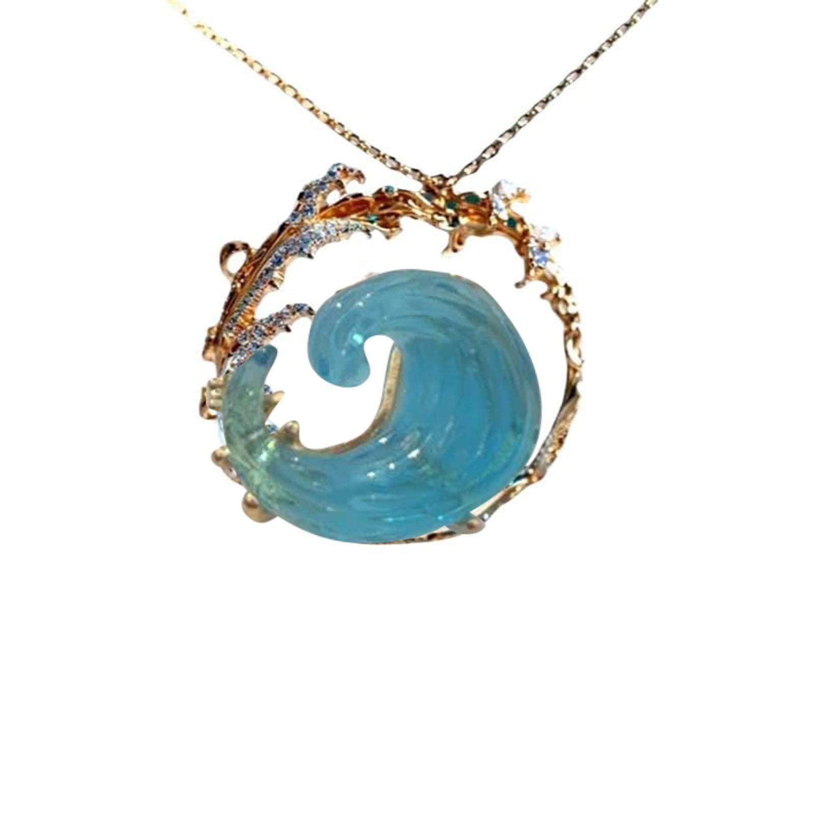 

Подвеска Морская волна Ремесленная смола, Небесно-голубая подвеска Морская волна