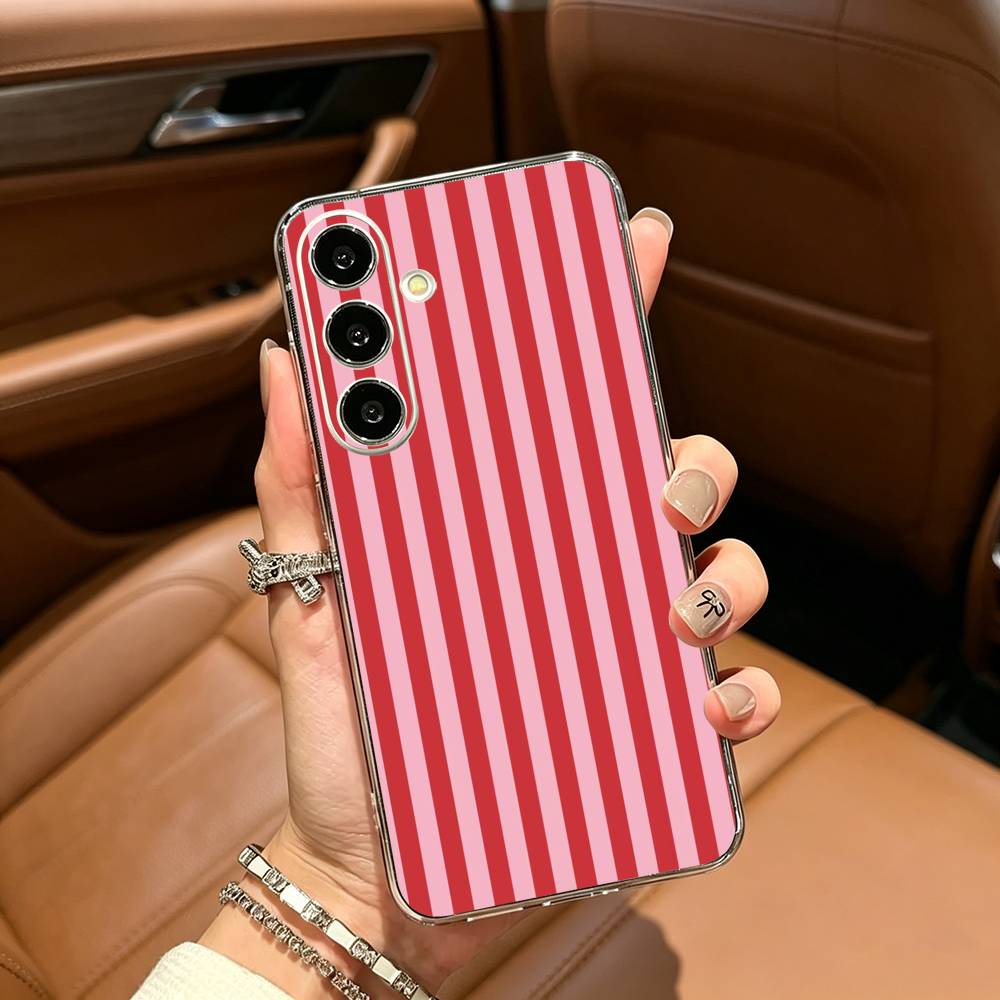 Burgundy White Stripe Clear Phone Case for Samsung Galaxy A71, A70, A52, A51, A40, A30