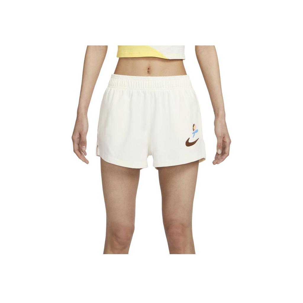 New Nike Sportswear Women's Logo Print Elastic Shorts 'Sail White' FJ7716-133