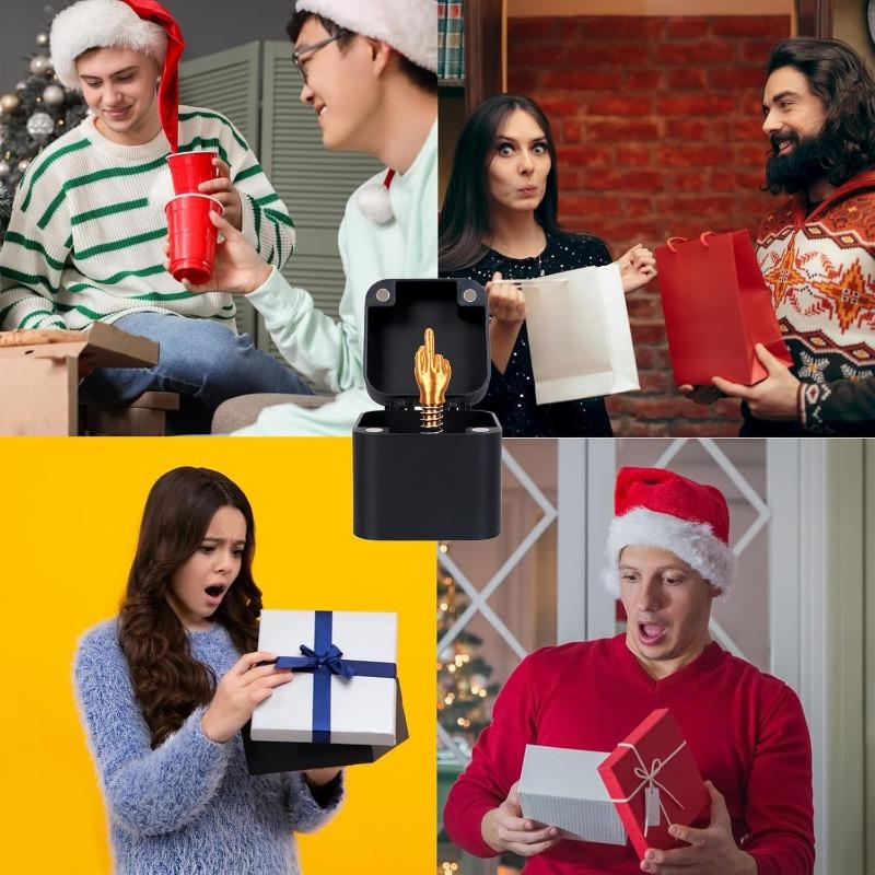 Christmas Interesting Prank Gift Middle Finger In Box Christmas Box Funny Creative Gifts Office Desk Decoration Home Decoration