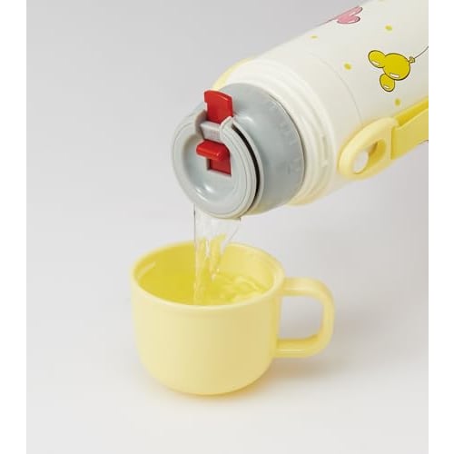 Skater Children's Water Bottle, 2-Way, Straw/Cup/400ml Capacity, Disney Mickey & Friends Balloon Design, Stainless Steel, Lightweight, Insulated, Smal