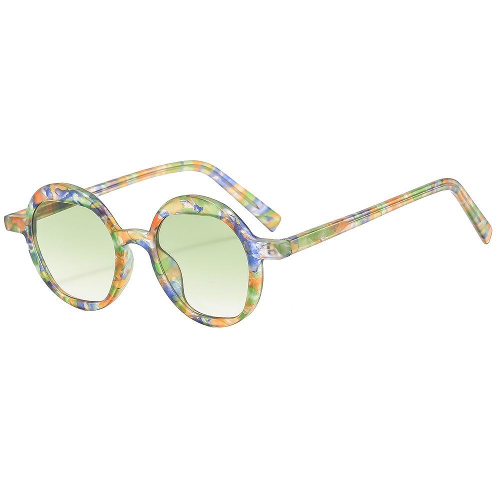 Tr90 Frame Ergonomic Round Sunglasses Uv400 Shades Lightweight Floral Eyewear For Parties Fishing Sun