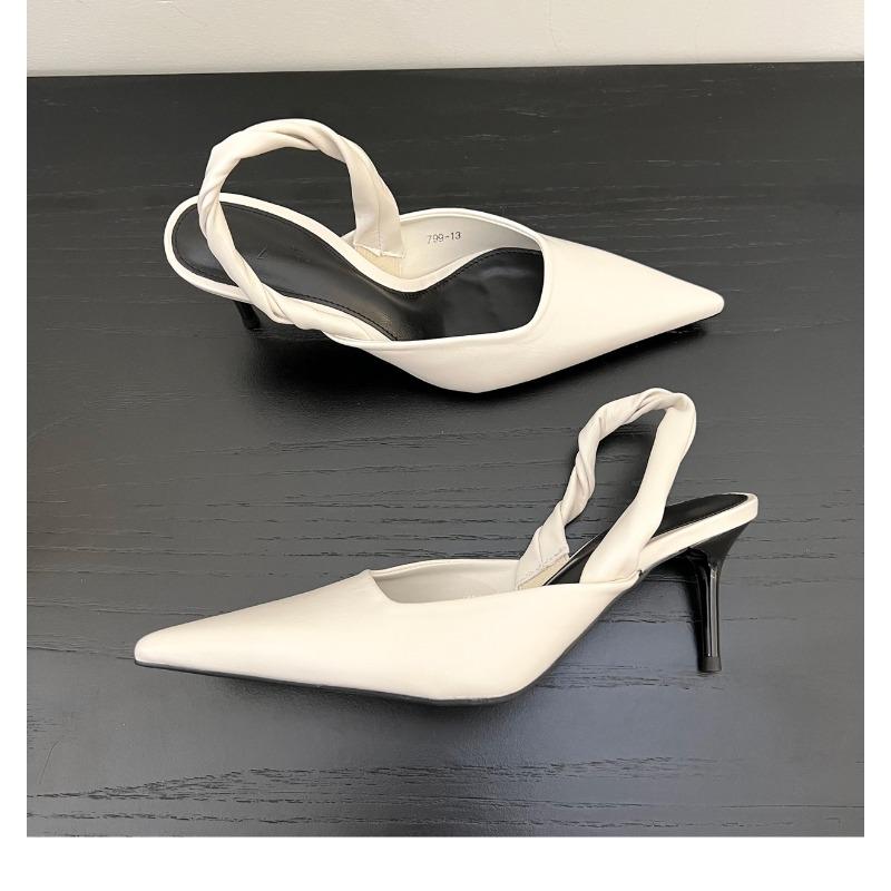 Fashion New Popular Street Style Sexy Pointed Toe Metal Buckle Strap Women Pumps Stripper Sandals Slingback High Heels Female Shoes