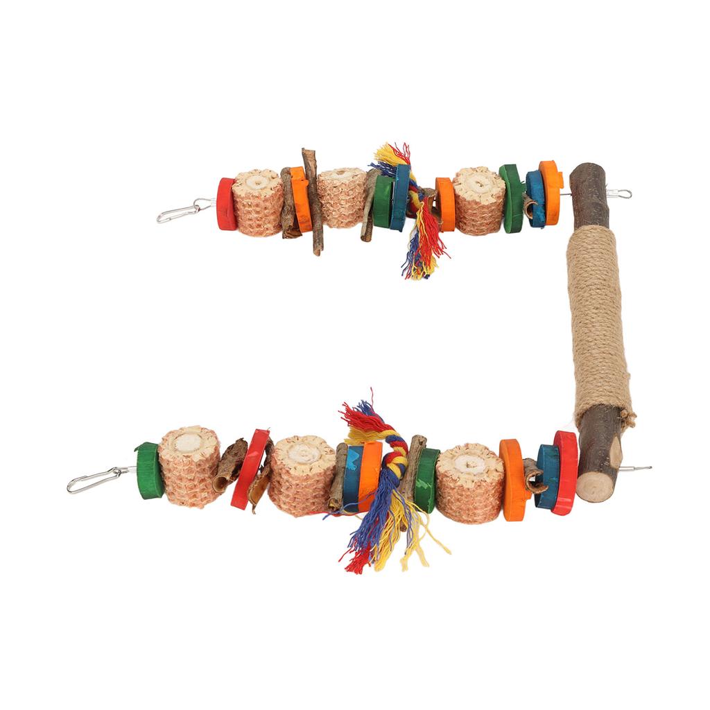 Bird Swing Toy Colorful Beak Grinding Parrot Chewing Perch Toy with Metal Hooks for Lovebird