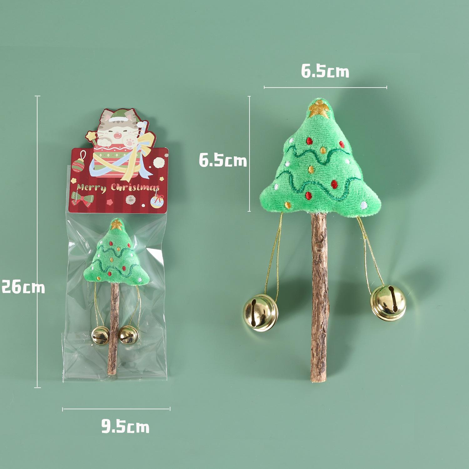 

Pet Cat Natural Polygonum Stick Christmas Style with Bell Christmas Tree Santa Snowman Penguin Cute Teeth Cleaning Lollipop Toy