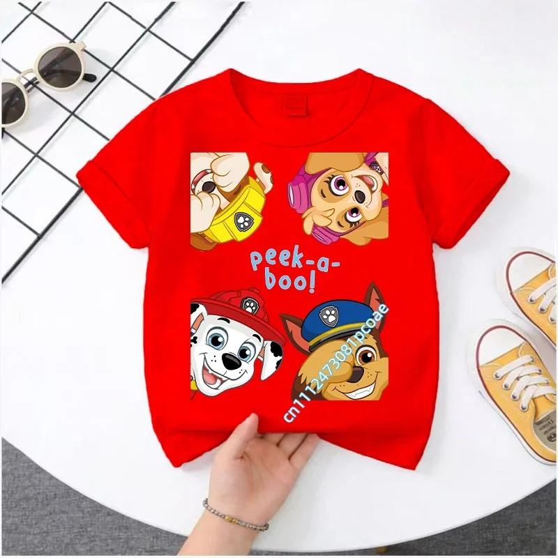 Hot Paw Patrol Kids T-shirts Kawaii Cartoon Character Printed Shirts Cute Boys Girls Casuals Tops Summer Birthday Clothing Gift