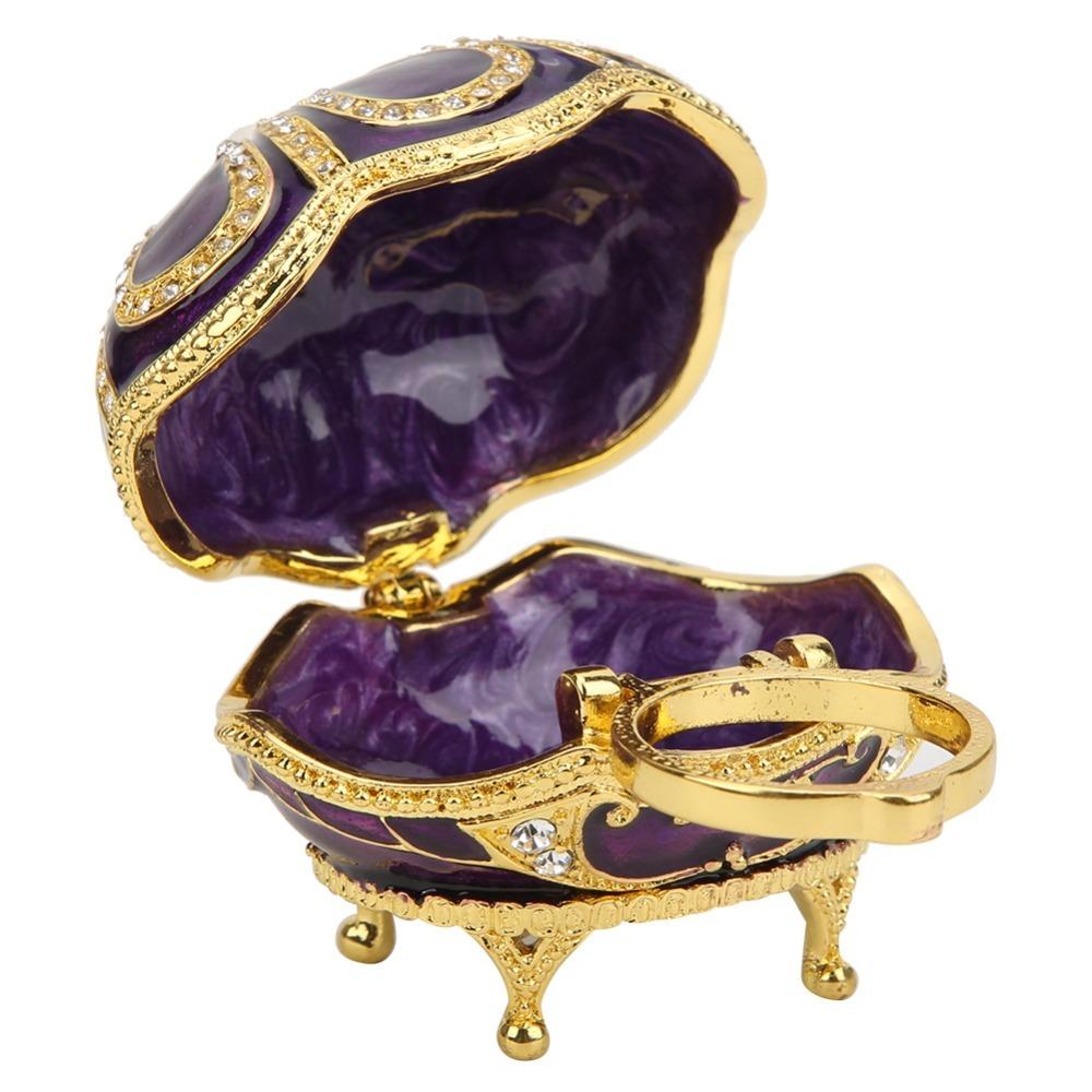 Hinged Lid Enamel Jewelry Box Sparkling Rhinestone Rhinestone Ornament Gift for Home