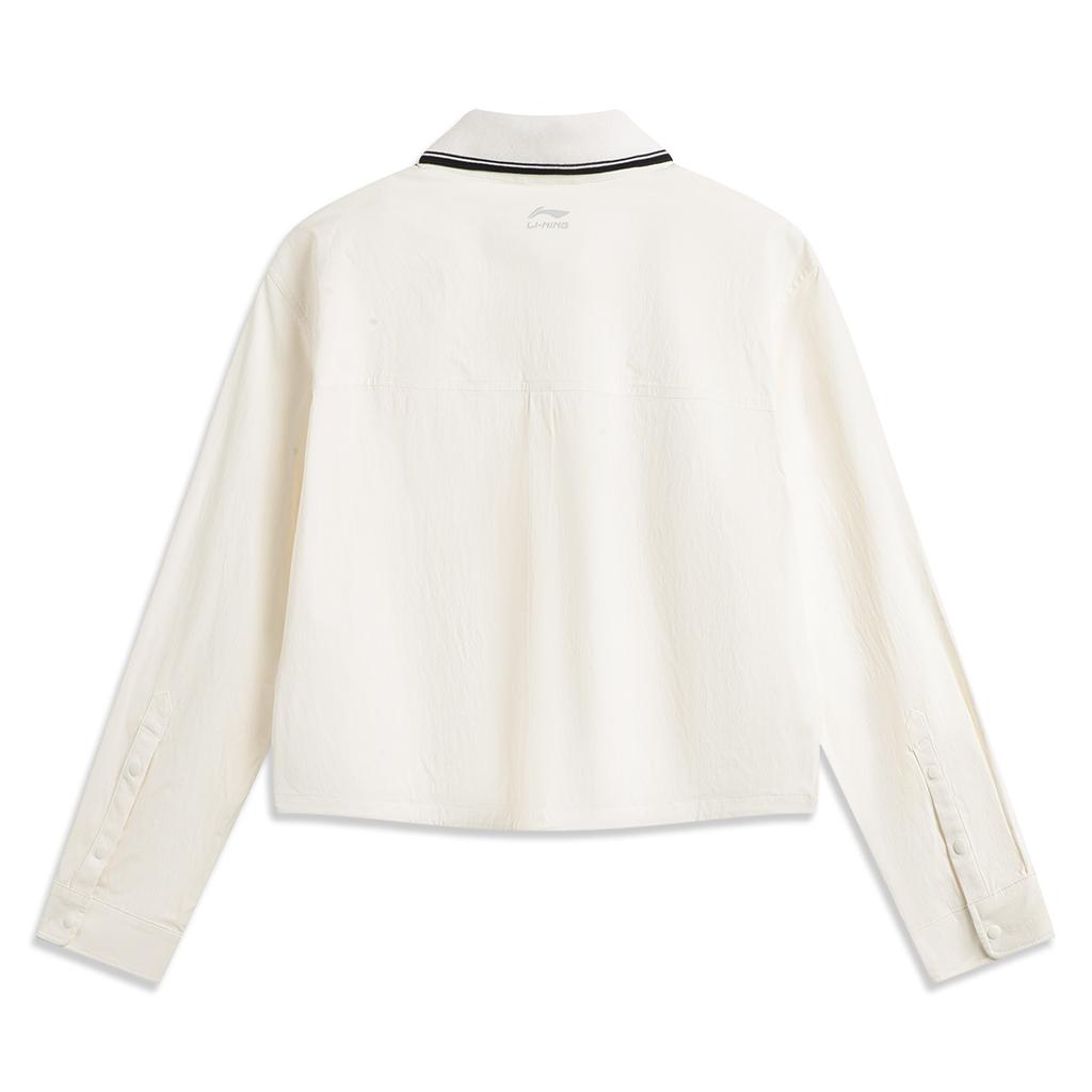 Li-Ning Plain Button-Down Loose Long Sleeve Shirt Women Shirts Off-White ASHV236-1