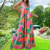 European and American Women's Clothing, Summer New Fashion V-neck Suspender Dress Long Dress Women