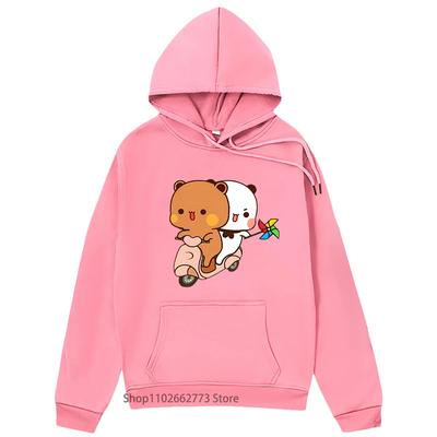 Cute Bubu and Dudu Women Hoodie Panda Bear Graphic Sweatshirt with Hooded Kawaii Women Clothes Long Sleeve Korean Tops