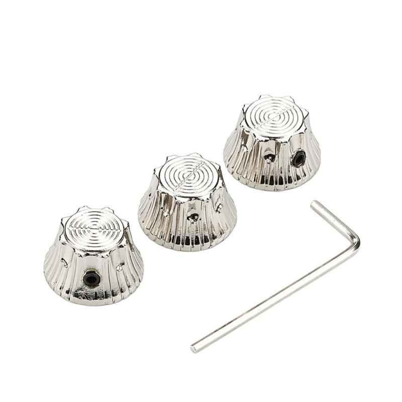 

3Pcs Electric Guitar Bass Knobs Volumes Tone Control Knobs Potentiometer Caps Metal Dome Knobs with Hole Guitar Parts 1 серебряный