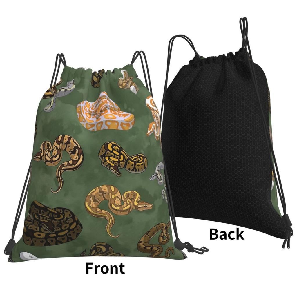 Ball Python Morphs Pattern Moss Green Backpacks Multi-function Drawstring Bags Shoes Bag Book Bags for Travel School