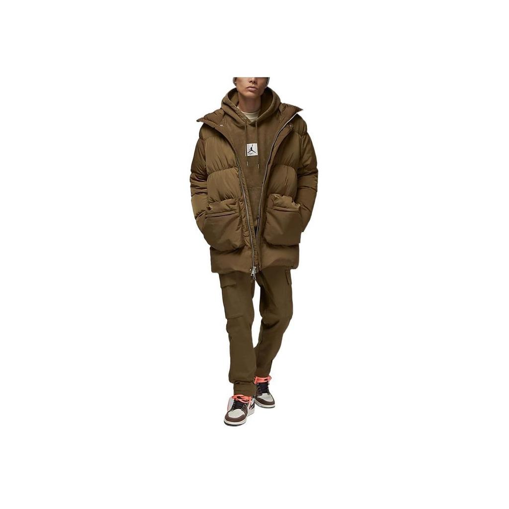Jordan Solid Color Zip-Up Hooded Splatter-Print Water-Resistant Down Jacket Men Outerwear Green DQ7347-385