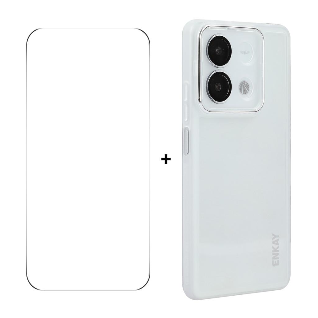 For Xiaomi Redmi Note 13 Pro 5G/Xiaomi Poco X6 5G Case Matte TPU Phone Cover with Lens Film+9H Glass Protector