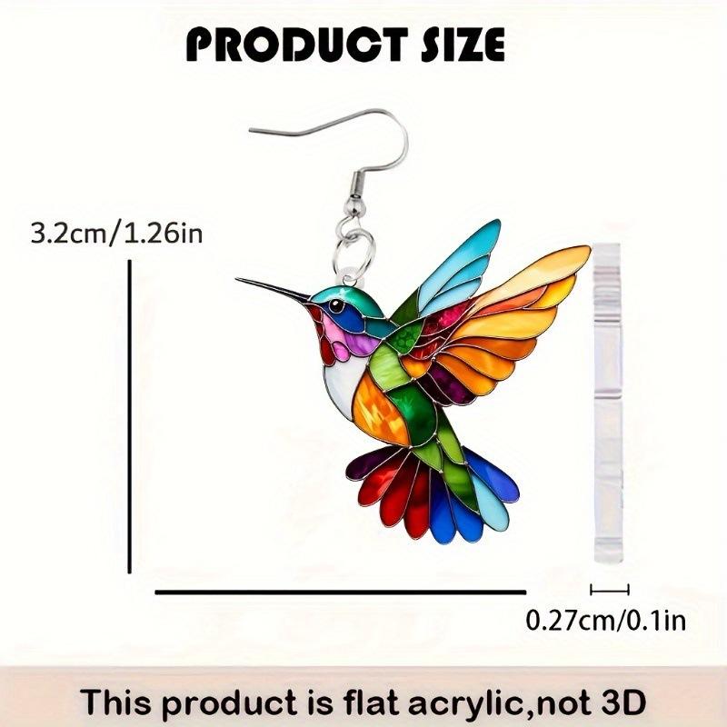 New Fashion Acrylic Hummingbird Earrings For Women Retro Style Colorful Bird Drop Earrings Women's Jewelry Gifts