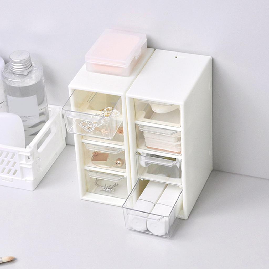 Desktop 4 Drawer Storage Organizer Small Stackable Clear Plastic Storage Containers Box for Home